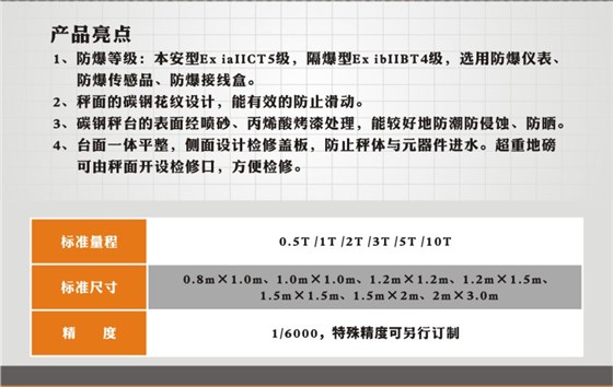 金鉆防爆地磅參數(shù)